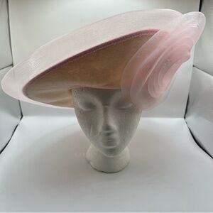 Essence Cream and Pink Chic Church/Kentucky Derby Hat